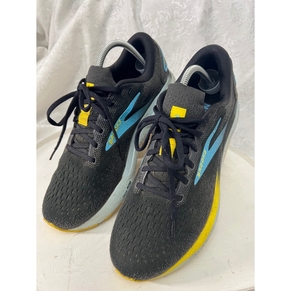 Brooks Ghost 16 Mens Running Shoes Black Blue Yellow 1104181D029 Size 10.5 D
